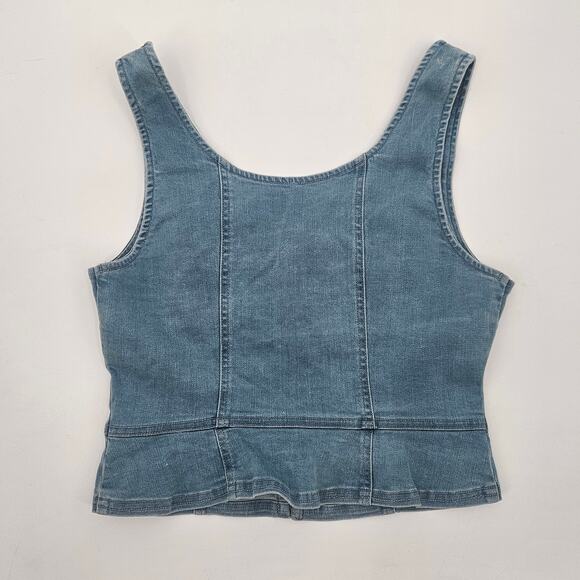 Free People Sally Denim Corset Top In Daylight Sky Combo Size XS - Picture 7 of 13
